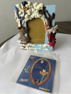 Vintage Blue, White, Red & Brown Road Runner Themed Picture Frame